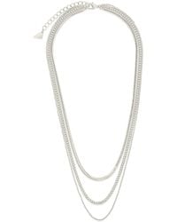 Sterling Forever - Rhodium Plated Brenna Layered Chain Necklace - Lyst