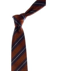 Canali - Orange & Navy Diagonal Stripes Reversible Silk Tie - Lyst