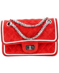 CHANEL - Red/silver Suede Quilted Leather Reissue 2.55 Flap (authentic Pre-loved) - Lyst