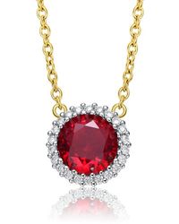 Genevive Jewelry - 14k Over Silver Cz Necklace - Lyst