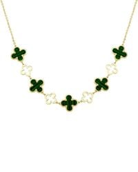 Italian Gold - 14K Malachite Station Layered Clover Necklace - Lyst