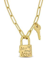 Italian Silver - Lock & Key Necklace - Lyst