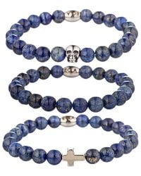 Eye Candy LA - Titanium Agate Lapis Skull Set Bracelet Set - Lyst