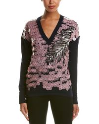 Emilio Pucci Pailette Sequin Embroidered Wool, Cashmere, & Silk Blend Jumper - Multicolour