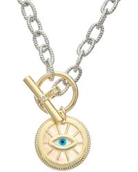 Juvell - 18k Plated Pearl Cz Evil Eye Necklace - Lyst