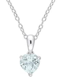 Rina Limor - Silver 0.65 Ct. Tw. Aquamarine Heart Necklace - Lyst