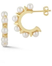 Sphera Milano - 14k Over Silver 3mm Pearl Hoops - Lyst
