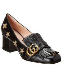 Gucci - GG Marmont Bee & Stars Embroidered Leather Pump - Lyst