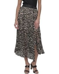 DKNY - Print Chiffon Pleated Midi Skirt - Lyst