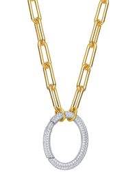Genevive Jewelry - 14k Over Silver Cz Rectangle Pendant - Lyst