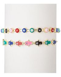 Eye Candy LA - The Luxe Collection Enamel Hamsa & Evil Eye Cuff Bracelet - Lyst