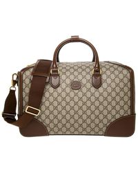 Gucci - Interlocking G Canvas & Leather Duffel Bag - Lyst