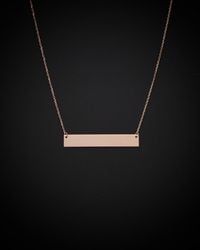 Italian Gold - 14k Italian Rose Gold Bar Necklace - Lyst