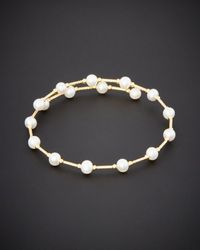 Italian Gold - 18k Pearl Bangle Bracelet - Lyst