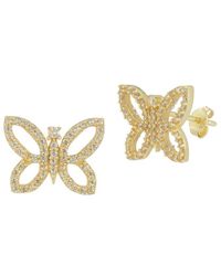 Glaze Jewelry - 14k Over Silver Cz Butterfly Earrings - Lyst