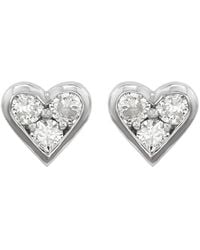 Suzy Levian - 14k 0.30 Ct. Tw. Diamond Heart Studs - Lyst