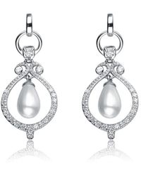 Genevive Jewelry - Silver Cz Drop Earrings - Lyst