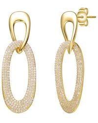 Rachel Glauber - 14k Plated Cz Dangle Earrings - Lyst