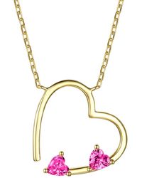 Rachel Glauber - 14k Plated Cz Open Heart Necklace - Lyst