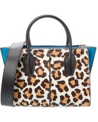 Tod's - Logo Haircalf & Suede Tote - Lyst