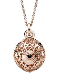 PANDORA Rose 14k Rose Gold Plated Chiming Filigree Hearts Pendant Necklace - Metallic