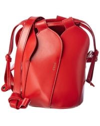 Chloé Tulip Mini Leather Bucket Bag - Red