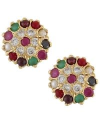 Liv Oliver - 18K Plated 5.75 Ct. Tw. Gemstone & 3-4Mmmm Pearl Cz Disc Earrings - Lyst