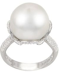 Pearls - Imperial Windsor Silver 0.70 Ct. Tw. Diamond & 14-15mm Freshwater Pearl Ring - Lyst