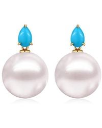 Kai Fine Jewelry - 14K 0.80 Ct. Tw. & 12-13Mm Pearl Drop Earrings - Lyst