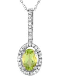 Gemstones - 14k 0.09 Ct. Tw. Diamond & Peridot Pendant Necklace - Lyst