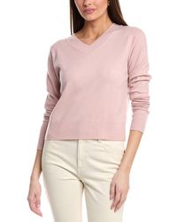 Vince - Cropped V-Neck Wool & Cashmere-Blend Pullover - Lyst