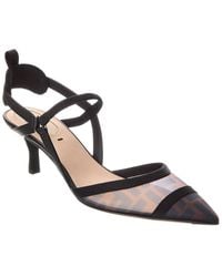 Fendi - Colibri Lite Ff Mesh & Leather Slingback Pump - Lyst