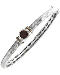 Gemstones - Silver 0.75 Ct. Tw. Diamond & Garnet Bangle Bracelet - Lyst