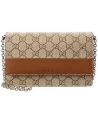 Gucci - Gg Emblem Gg Supreme Canvas & Leather Wallet On Chain - Lyst