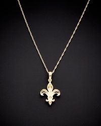 Italian Gold - 14k Fleur De Lis Pendant Necklace - Lyst