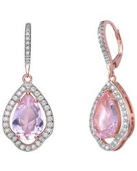 Genevive Jewelry - 14k Rose Gold Vermeil Cz Drop Earrings - Lyst