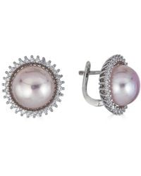Belpearl - Silver 120-11mm Freshwater Pearl Cz Earrings - Lyst