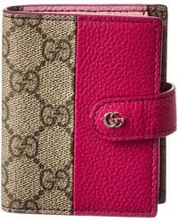 Gucci - Floral Gg Supreme Canvas & Leather Card Holder - Lyst