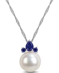Rina Limor - 14K 0.28 Ct. Tw. Lab-Grown Sapphire & 8-8.5Mm Pearl Pendant - Lyst