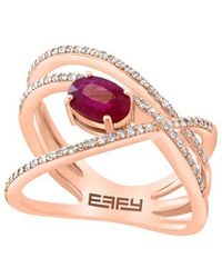 Effy Fine Jewelry - 14K Rose 0.73 Ct. Tw. Diamond & Citrine Ring - Lyst