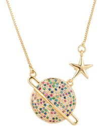Eye Candy LA - The Luxe Collection Silver Cz Saturn Necklace - Lyst
