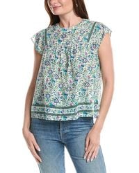 Tahari - T Tahari Smocked Trim Woven Blouse - Lyst