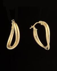 Italian Gold - 14k Wave Double Hoops - Lyst
