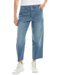 Mother - Denim Patch Pocket Private On The Right Track Linen-blend Ankle Fray Jean - Lyst