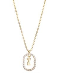 Adornia - 14K Plated Cz Floating Letter Frame Necklace - Lyst