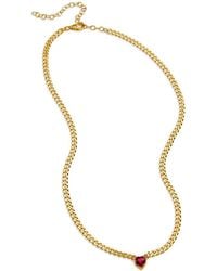 Savvy Cie - 18k Over Silver Cz Heart Necklace - Lyst