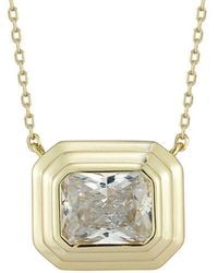 Glaze Jewelry - 14K Plated Cz Ribbed Solitaire Necklace - Lyst