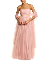 Badgley Mischka Tulle Babydoll Gown - Pink