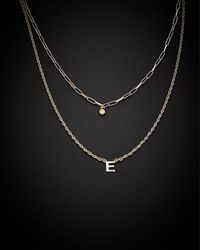 Italian Gold Over Silver - 18K Diamond Initial Necklace (A-Z) - Lyst