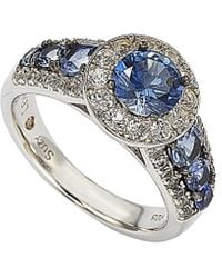 Suzy Levian - Silver 3.61 Ct. Tw. Diamond & Sapphire Ring - Lyst